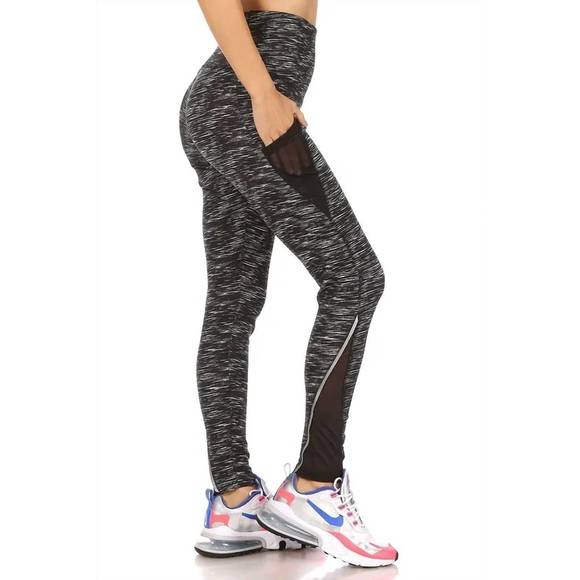 NEW SHOSHO heathered leggings with sheer reflective sides in black - Picture 2 of 3